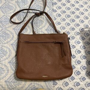 Fossil Chestnut Leather Shoulder Bag
